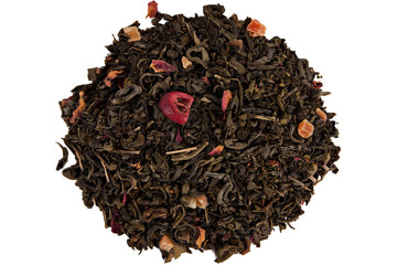 Green tea with fruits on a white background