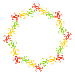 Decorative octagonal frame made of colored abstract elements. Isolated on a white background. Vector illustration