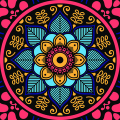Ethnic Mandala Ornament. Arabic, Pakistan, Moroccan, Turkish, Indian, Spain motifs
