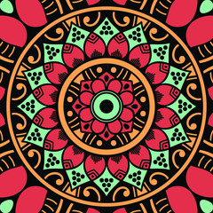 Ethnic Mandala Ornament. Arabic, Pakistan, Moroccan, Turkish, Indian, Spain motifs