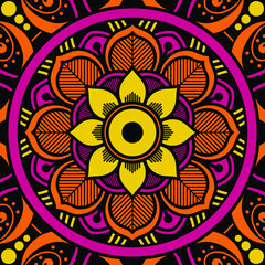 Ethnic Mandala Ornament. Arabic, Pakistan, Moroccan, Turkish, Indian, Spain motifs
