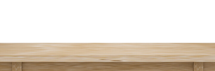 Empty old wooden table top isolated on white background  with clipping path, Use as products display montage. Vintage style concept free space use for your copy and branding.3d illustration