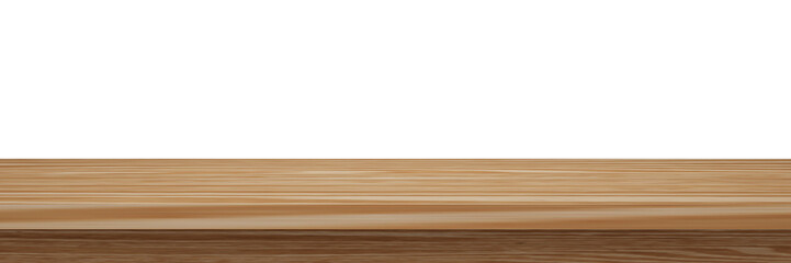 Empty old wooden table top isolated on white background  with clipping path, Use as products display montage. Vintage style concept free space use for your copy and branding.3d illustration
