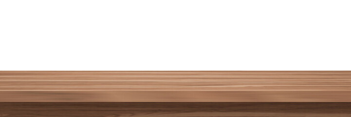 Empty brown wooden table top isolated on white background  with clipping path, Use as products display montage. Vintage style concept free space use for your copy and branding.3d illustration