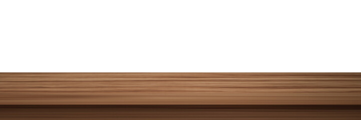Empty brown wooden table top isolated on white background  with clipping path, Use as products display montage. Vintage style concept free space use for your copy and branding.3d illustration