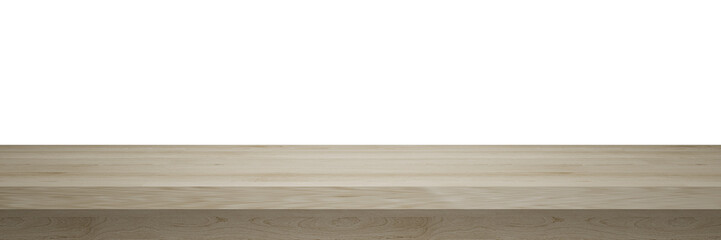 Empty old wooden table top isolated on white background  with clipping path, Use as products display montage. Vintage style concept free space use for your copy and branding.3d illustration