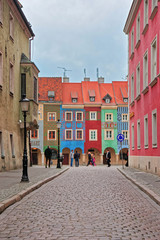 Colorful buildings in old town center of Poznan