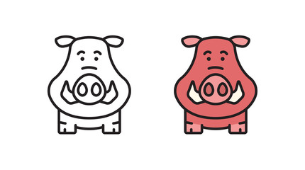 Cartoon cute boar icon in modern flat style. Simple vector illustration of wildlife.