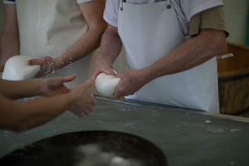 traditional farm mozzarella cheese manual preparation