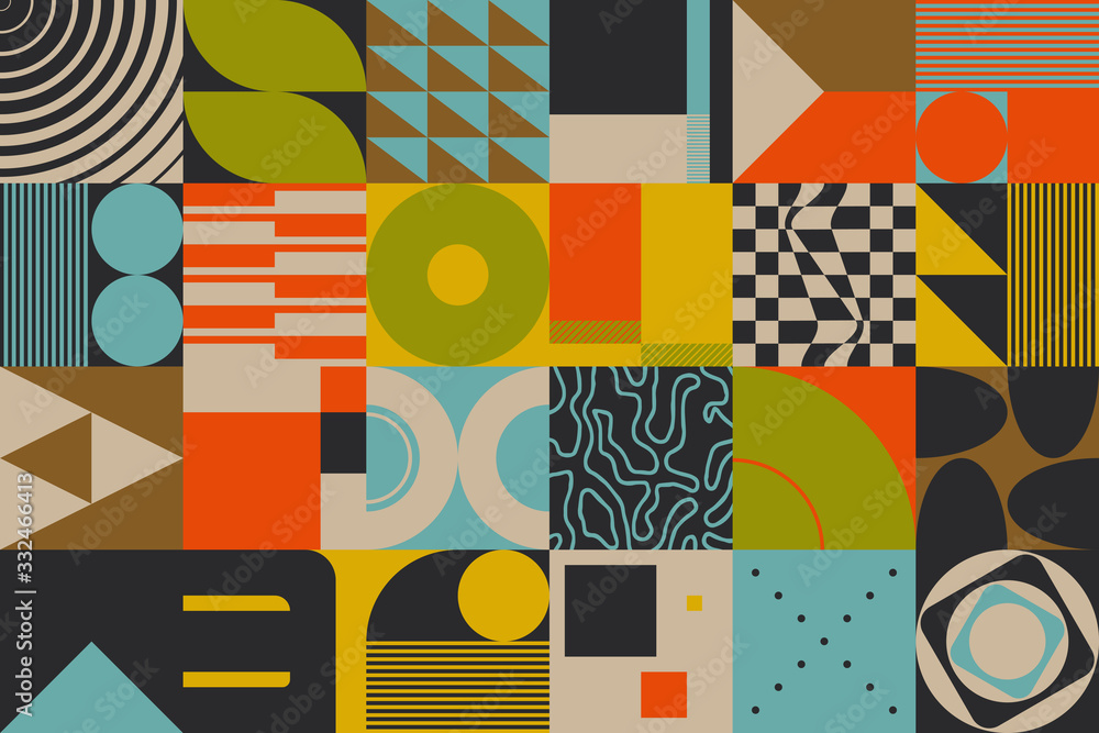 Poster retro future abstract vector pattern