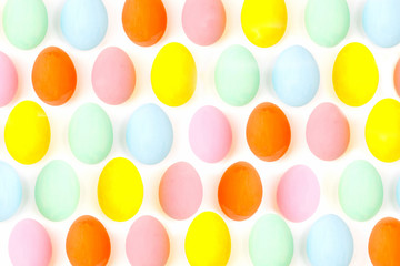 Perfect colorful handmade easter eggs on a white background. Easter day concepts.