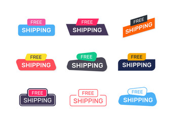 Set of Free Shipping vector banners for online store. Promo web elements.