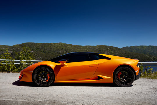 Gransherad / Norway. 04.06.2016: Lamborghini Huracan, Engine V10, 580 HP