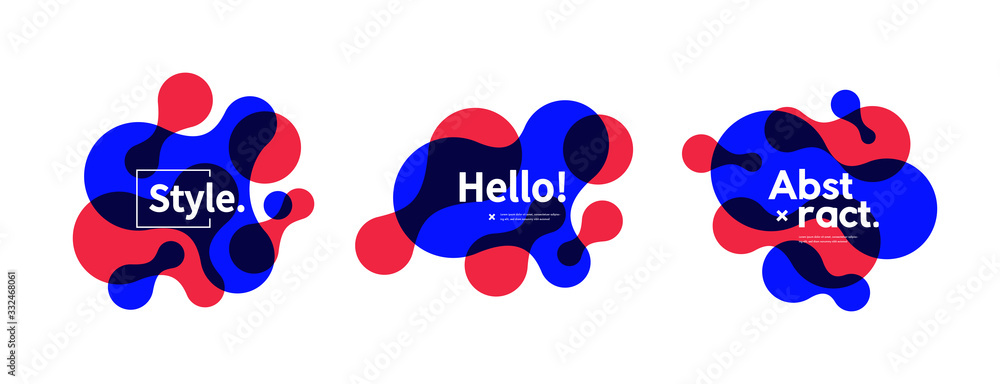 Poster set of abstract modern geometric graphic element banners. trendy fluid shape for promo. template for