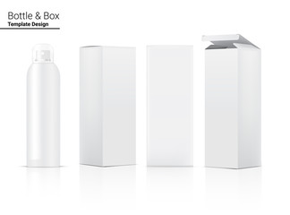 Spray Bottle Mock up Realistic Cosmetic and Box for Skincare Product or medicine on White Background Illustration. Health Care and Medical Concept Design.