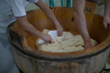 traditional farm mozzarella cheese manual preparation