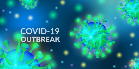 Novel Coronavirus N-CoV-2019. Global pandemic disease warning. Outbreak influenza virus.3D microscope realistic