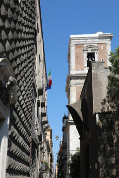 bell tower of the church of Santa Chiara in Spaccanapoli street