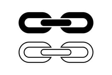 Chain Icon Sign Vector Illustration Black Silhouette and Outline Isolated on White