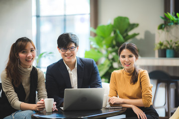 Business coworkers discussing new ideas and brainstorming in a modern office