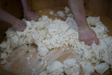 traditional farm mozzarella cheese manual preparation