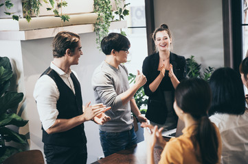 business partners meeting in modern office, coworking space © chokniti