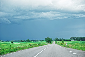Fototapeta premium Road and Rural landscape Baltic