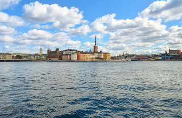 Stockholm skyline above water