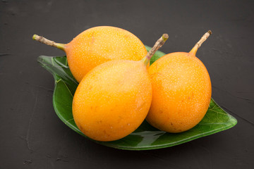Granadilla, delicious tropical fruit, Passiflora ligularis.