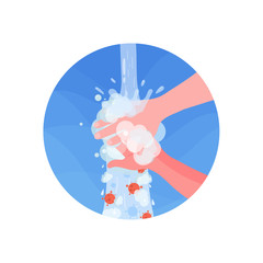 Washing hand for protection Corona virus in flat style. illustration design concept of Healthcare and Medical. world Corona virus and covid-19 attack concept. 