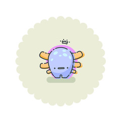 Vector illustration of corona virus bacteria cute cartoon character, little monster. infection icon baby picture.