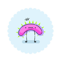 Vector illustration of corona virus bacteria cute cartoon character, little monster. infection icon baby picture.