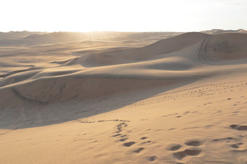 Fototapeta na wymiar View of the Ica desert, imposing large and infinite seen from the Huacachina. Ica-Peru