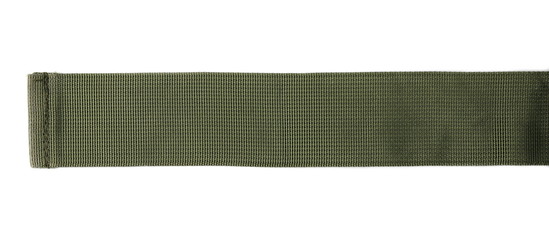 Green military nylon fastening belt, strap isolated on white background