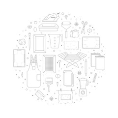 Items for hand papermaking icon set vector