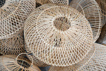 .lamps and lampshades made of natural rattan. Balinese hand lamps and crafts