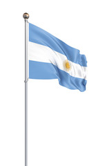 Argentina flag blowing in the wind. Background texture. 3d rendering, waving flag. – Illustration. Buenos Aires.