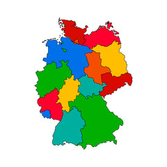 Obraz premium Colorful Germany map with regions and main cities