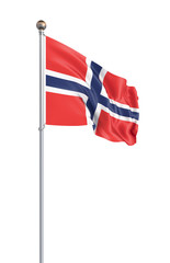 Norway flag blowing in the wind. Background texture. 3d rendering, wave. - Illustration. Isolated on white.