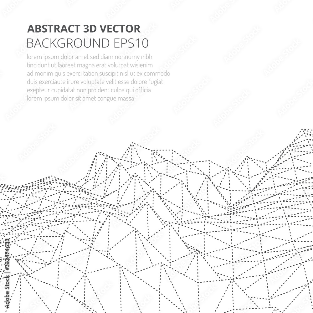 Poster abstract background in the style of low poly design. 3d landscape in virtual reality.