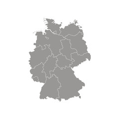Administrative map of Germany with regions. Vector illustration isolated on white background