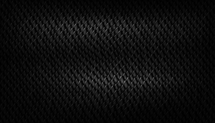 Black background with realistic snake skin texture, black serpent, viper, fish or lizard scales texture, minimalist dark themed background - obrazy, fototapety, plakaty