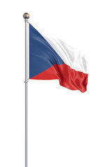Fototapeta na wymiar Czech Republic flag blowing in the wind. Background texture. 3d rendering, wave. – Illustration. Isolated on white.