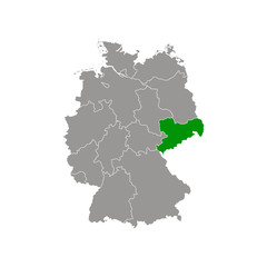 Saxony state highlighted on Germany map Vector EPS 10