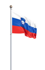 Slovenia flag blowing in the wind. Background texture. 3d rendering, wave. Isolated on white. Illustration.
