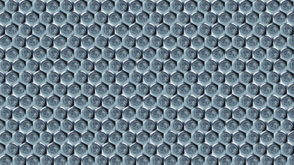 pattern texture consisting of hexagonal caps of new steel bolts.