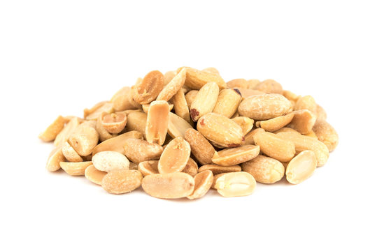 Fresh tasty peanuts isolated on the white background