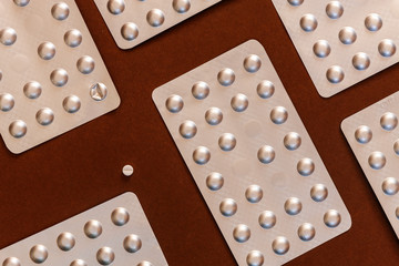 Set of pills in a plastic blister package