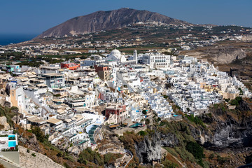Cityscape of Greek town Thira in Santorini island, Greece