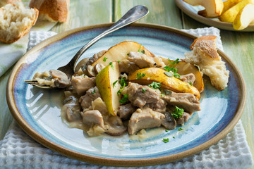 Creamy pork and pear cassoulet with cider